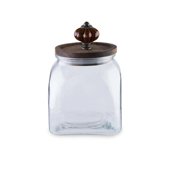 Amaya 4-Piece Glass Canister With Wooden Lid - Clear Pan Home
