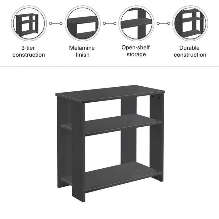 Amela 3 Tier Book Shelf Melamine - Black
