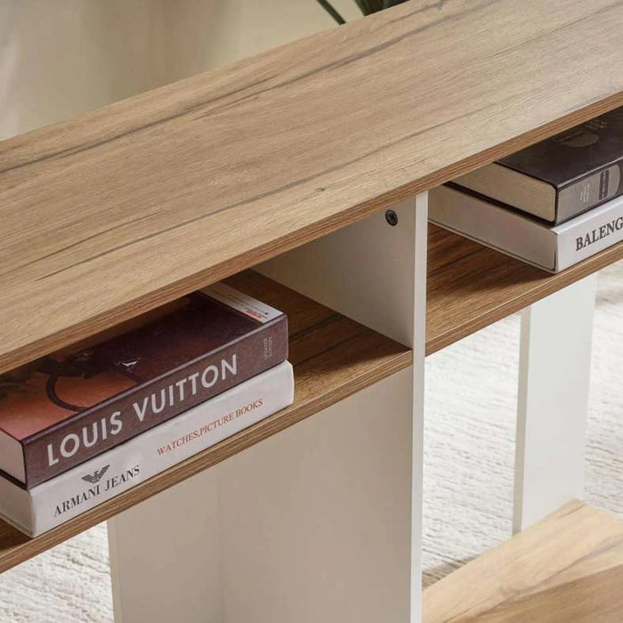 Amela 3 Tier Book Shelf Melamine Large - Natural & White