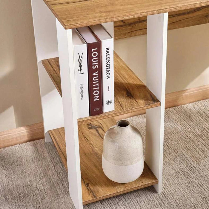 Amela Writing Desk With Shelves Melamine - Natural & White Pan Home