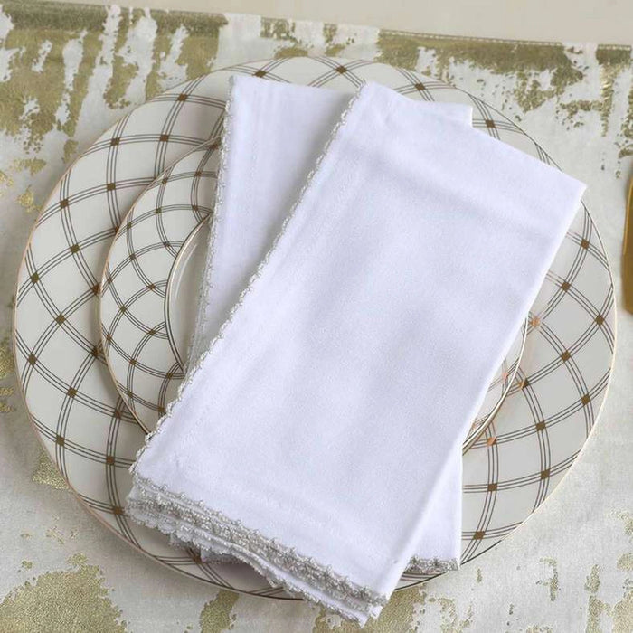 Amelia S/4 Napkin White Silver Pan Home