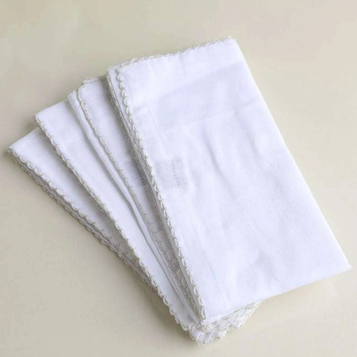 Amelia S/4 Napkin White Silver Pan Home