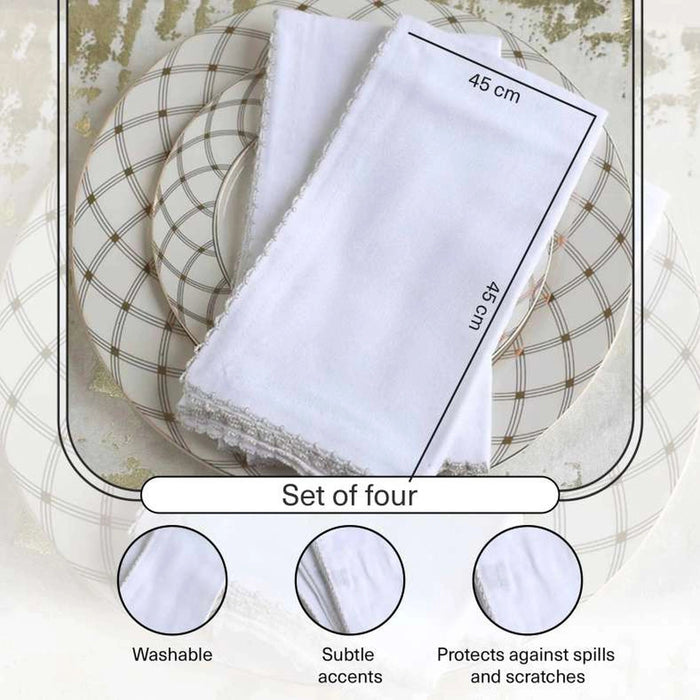 Amelia S/4 Napkin White Silver Pan Home