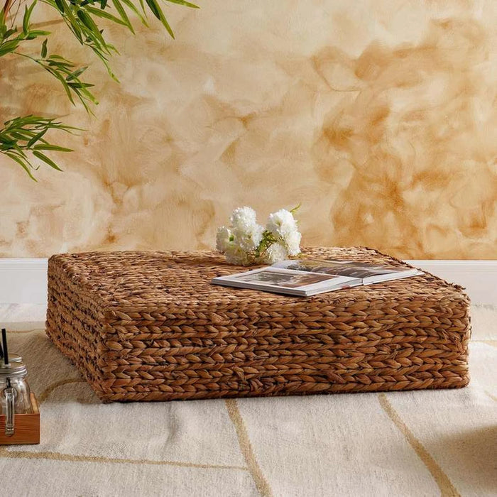 Amelie Water Hyacith Square Flat Pouf 78X78X20Cm - Natural