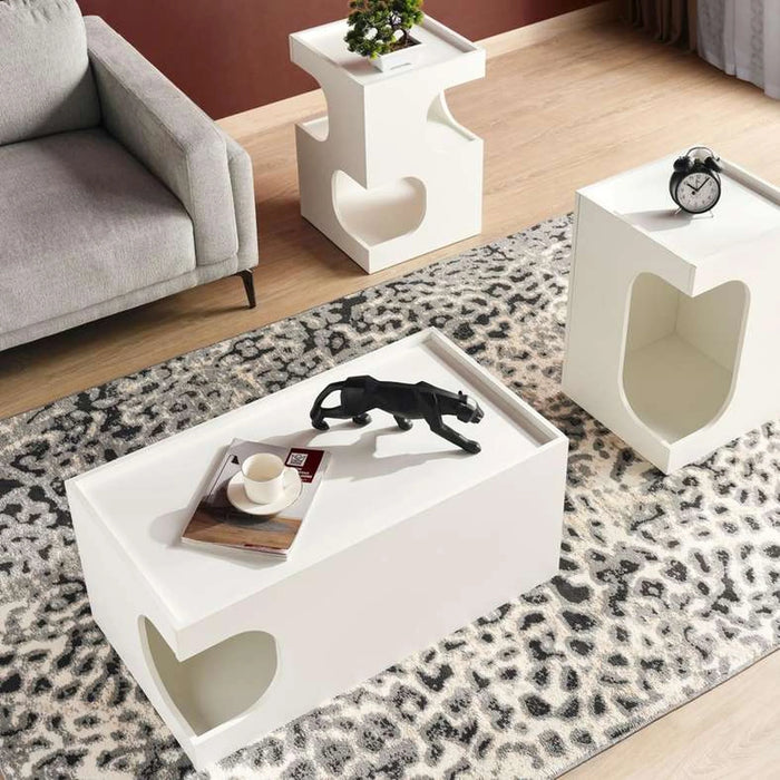 Amico Cat Wooden End Table Pet Furniture Melamine - White
