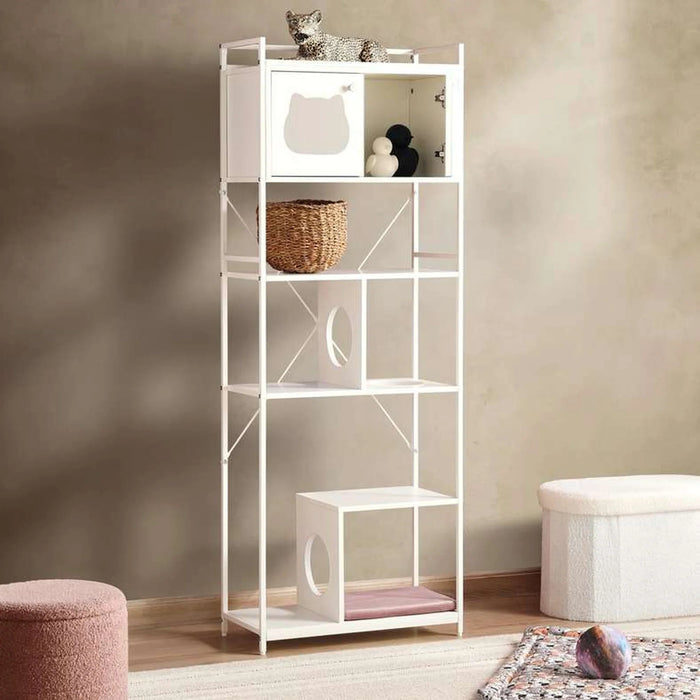 Amico Multi Layered Cat Tree Pet Furniture Melamine - White