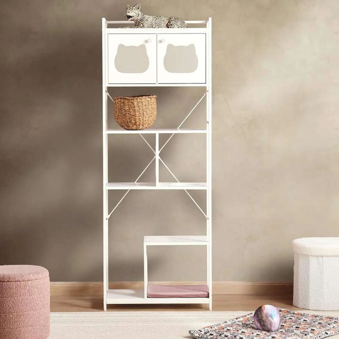 Amico Multi Layered Cat Tree Pet Furniture Melamine - White