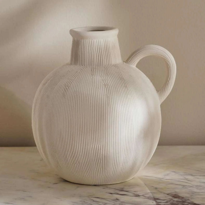Amioro Ceramic Vase With One Handle 19.3X16.3X18.6Cm - White
