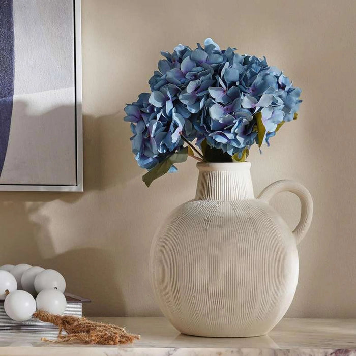 Amioro Ceramic Vase With One Handle 24.8X22.6X26Cm - White