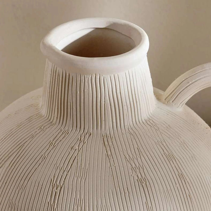 Amioro Ceramic Vase With One Handle 24.8X22.6X26Cm - White