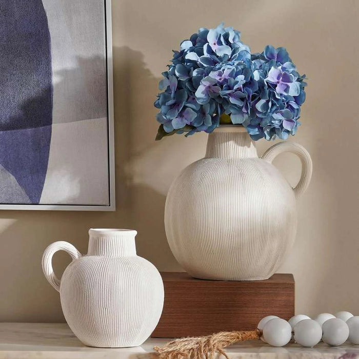 Amioro Ceramic Vase With One Handle 24.8X22.6X26Cm - White