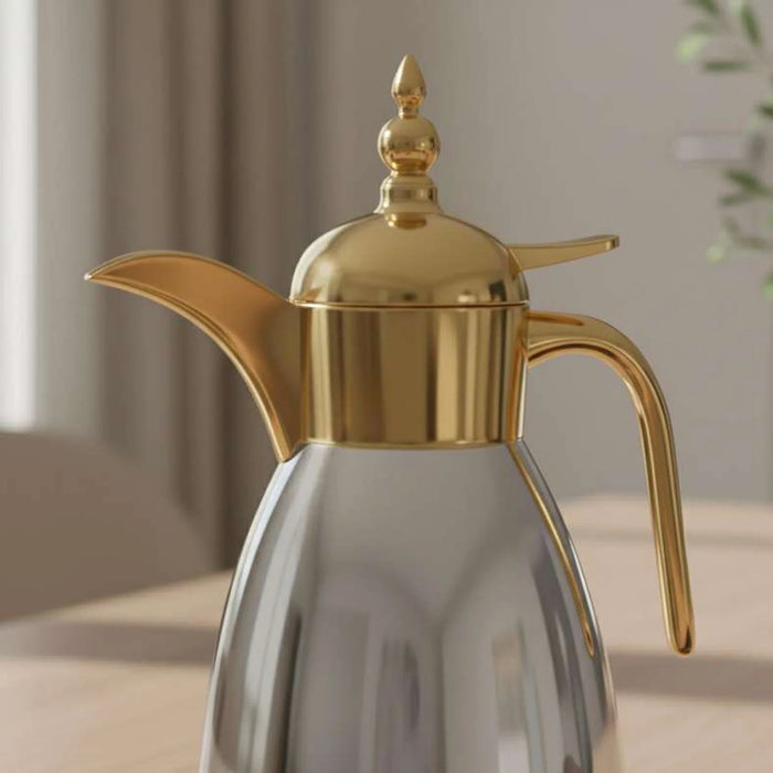 Amira Stainless Steel Vacuum Flask 1L -Chrome & Gold