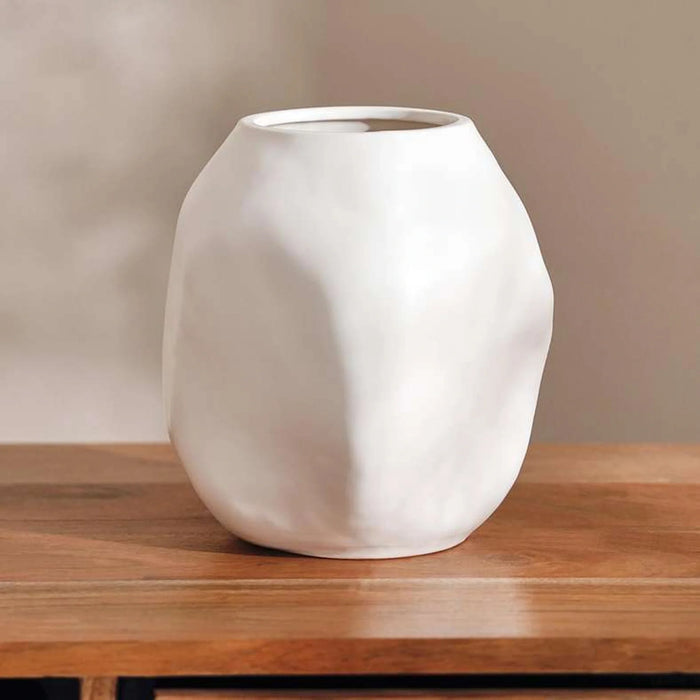 Amirah Irregular Shaped Stoneware Vase 18.1X16.9X20.2Cm - White
