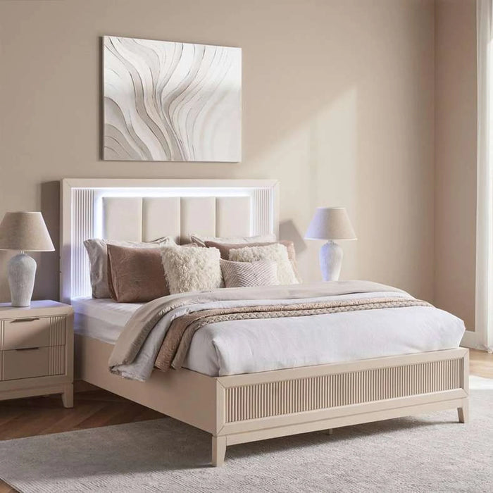 Amirel King Bed With Led Light - 180X200Cm - Off White