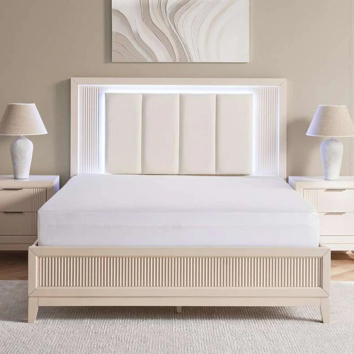 Amirel King Bed With Led Light - 180X200Cm - Off White