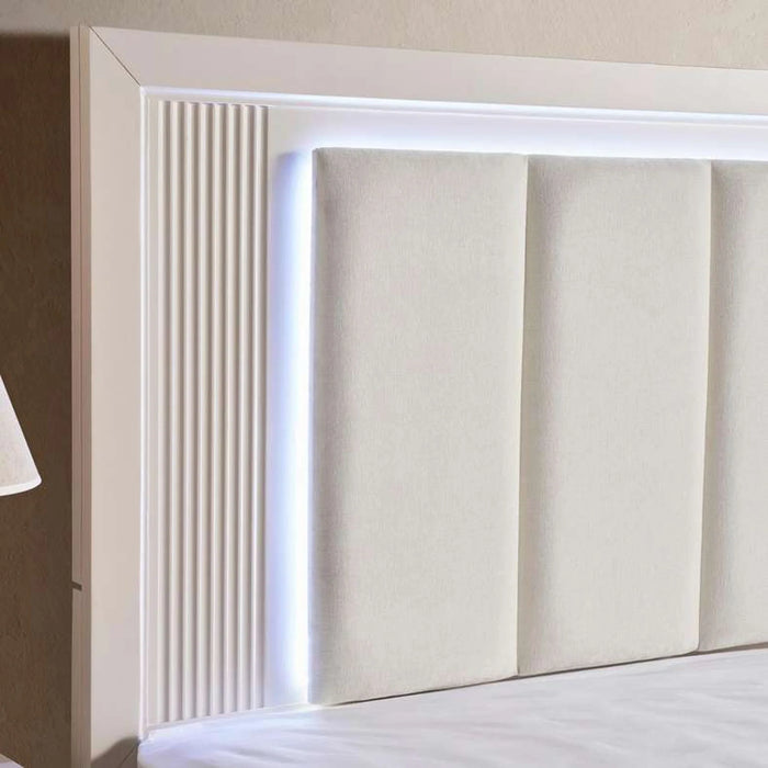 Amirel King Bed With Led Light - 180X200Cm - Off White