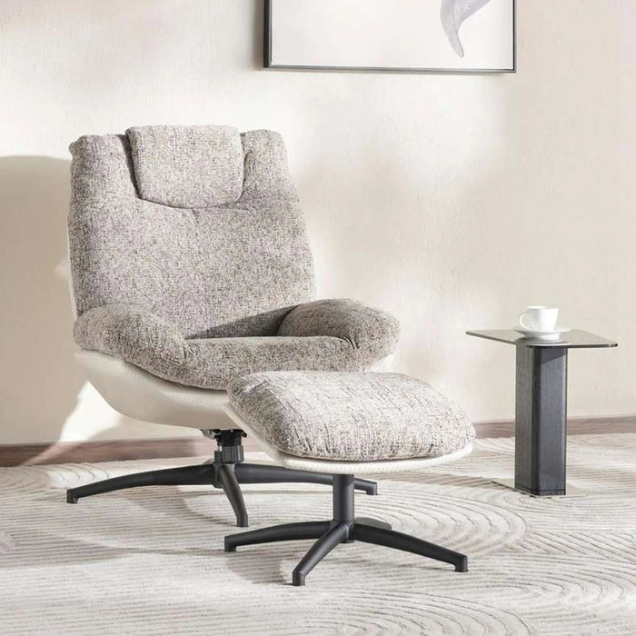 Amore Accent Chair + Ottoman -Beige Pan Home