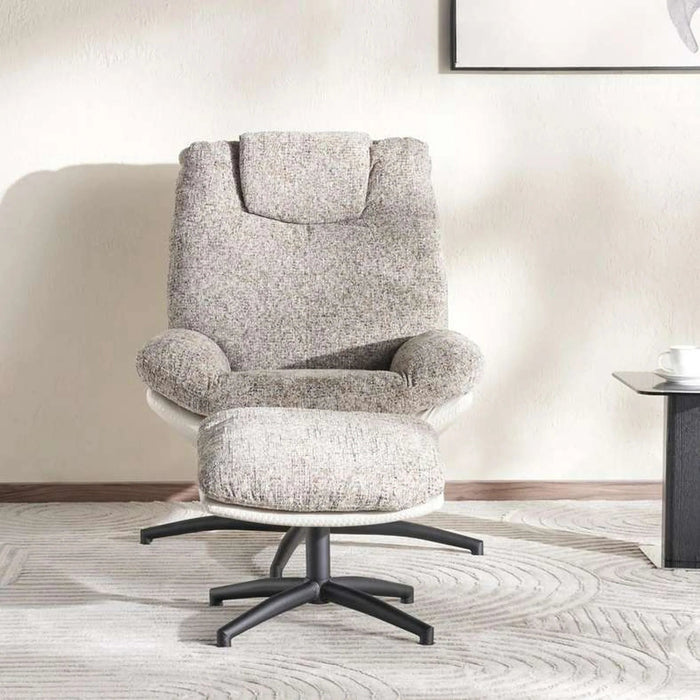 Amore Accent Chair + Ottoman -Beige Pan Home