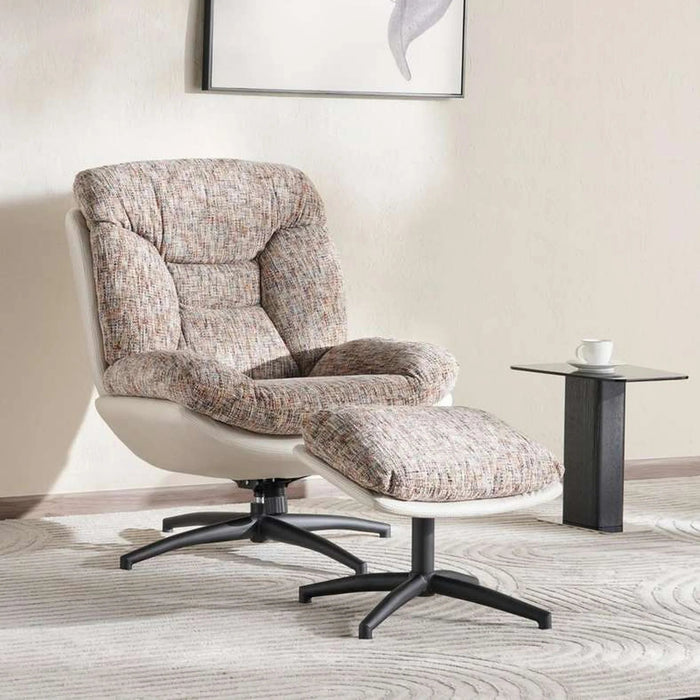 Amore Accent Chair + Ottoman - Brown Pan Home