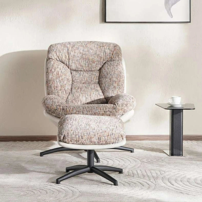 Amore Accent Chair + Ottoman - Brown Pan Home