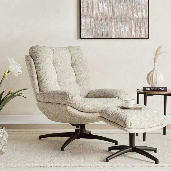 Amore Accent Chair With Ottoman - Beige Pan Home