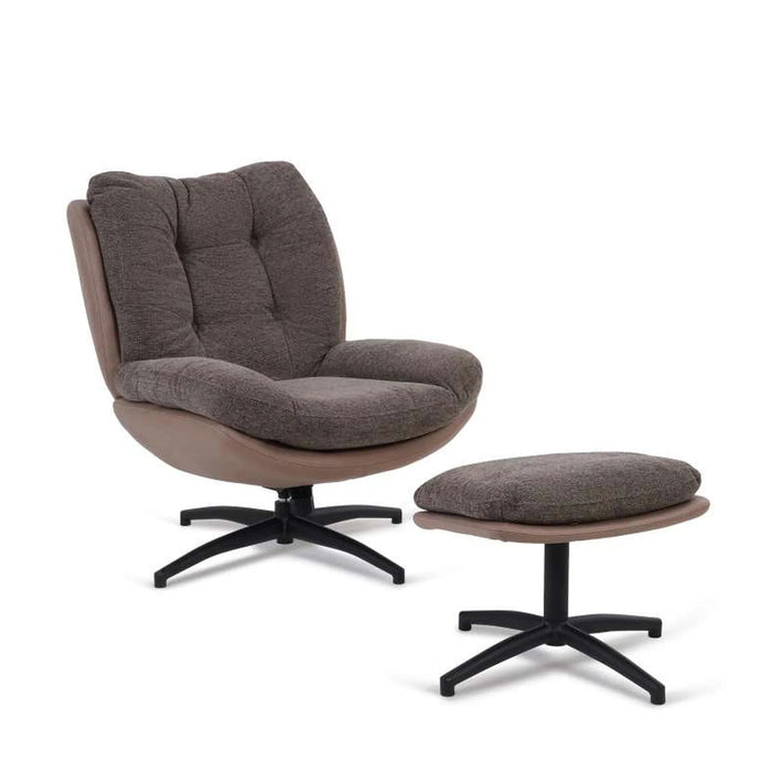 Amore Accent Chair With Ottoman - Dark Brown Pan Home