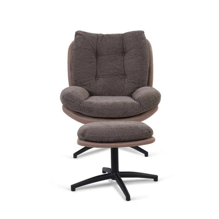 Amore Accent Chair With Ottoman - Dark Brown Pan Home