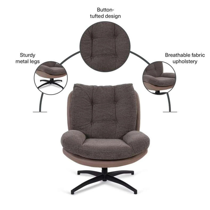 Amore Accent Chair With Ottoman - Dark Brown Pan Home
