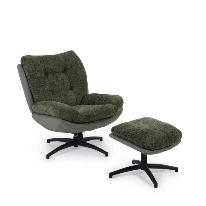 Amore Accent Chair With Ottoman - Green Pan Home