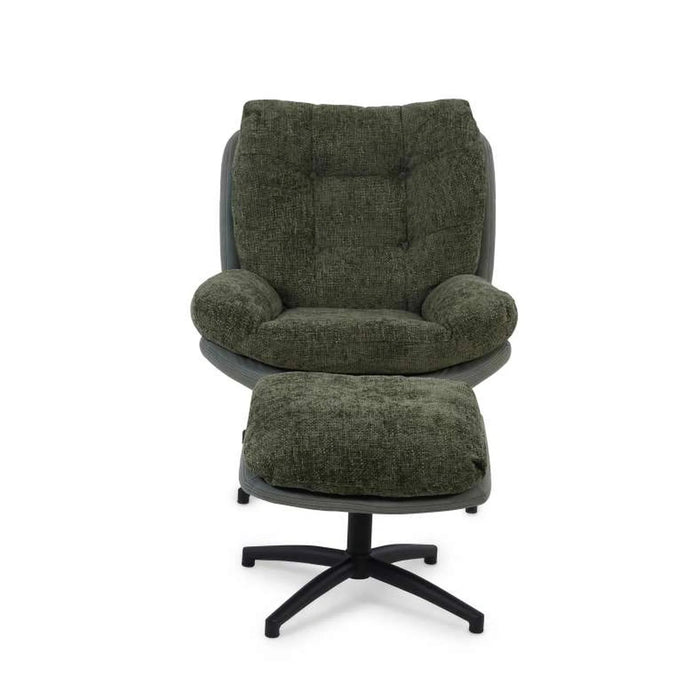 Amore Accent Chair With Ottoman - Green Pan Home
