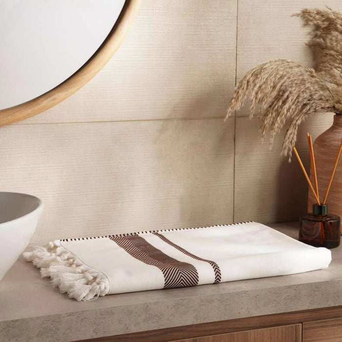 Anatolian Hammam Stripe Border Towel- 90X180- Anthracite