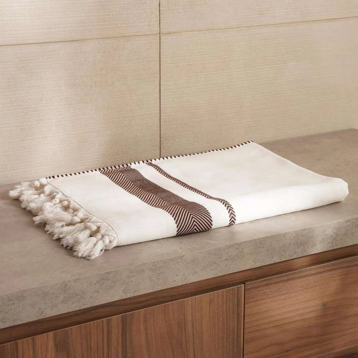 Anatolian Hammam Stripe Border Towel- 90X180- Anthracite