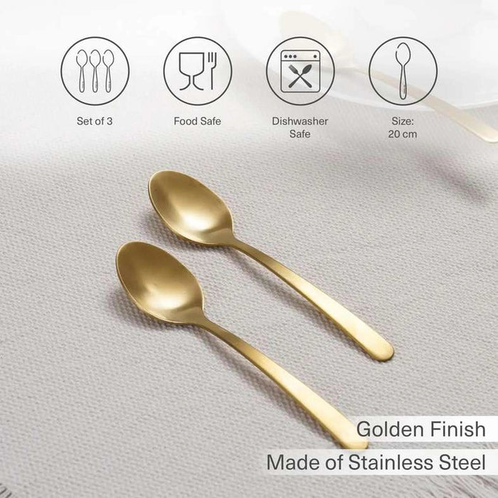 Aneta 3-Piece Dinner Spoon - Gold Pan Home