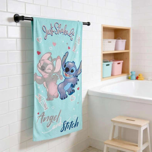 Angel And Stitch Cotton Beach Towel 70X140 -Blue Pan Home