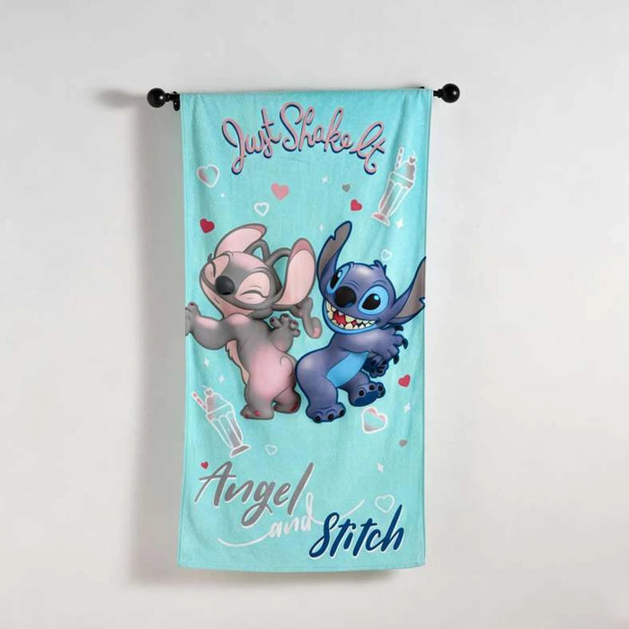 Angel And Stitch Cotton Beach Towel 70X140 -Blue Pan Home