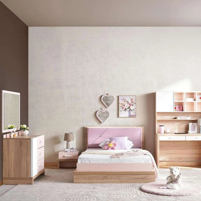 Angel Kids Single Bed 120X200 - Pink And Oak