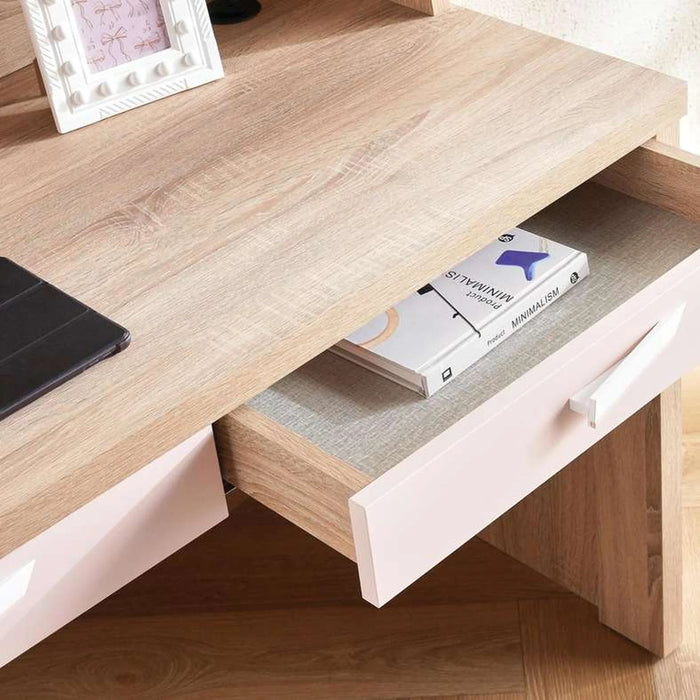 Angel Kids Study Desk And Desk Unit - Pink And Oak