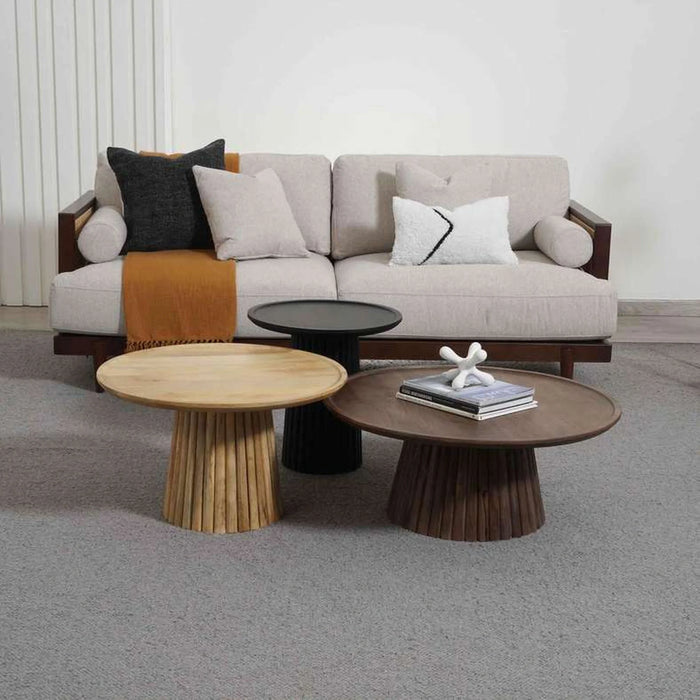 Anglea Coffee Table Set Of 3 Solid Wood - Brown Natural
