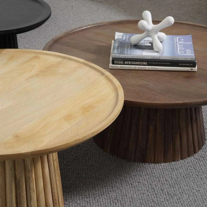 Anglea Coffee Table Set Of 3 Solid Wood - Brown Natural