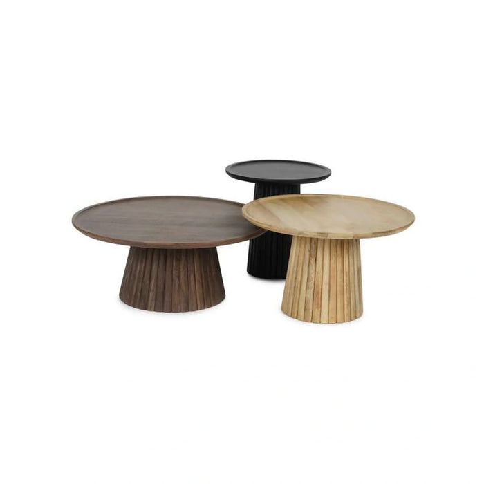 Anglea Coffee Table Set Of 3 Solid Wood - Brown Natural