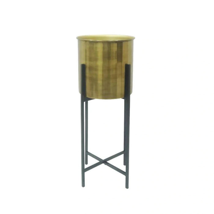 Anise Metal Antique Planter With Stand 24X24X61Cm - Brass Pan Home