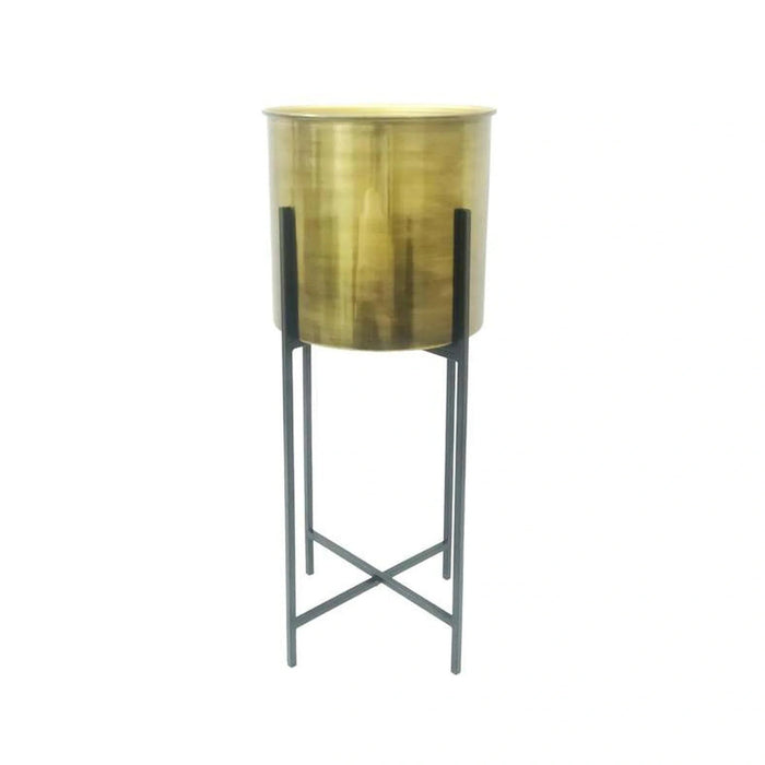 Anise Metal Antique Planter With Stand 28X28X71Cm - Brass Pan Home