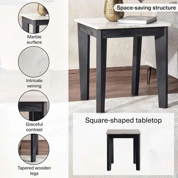 Ankara End Table Marble - White & Black
