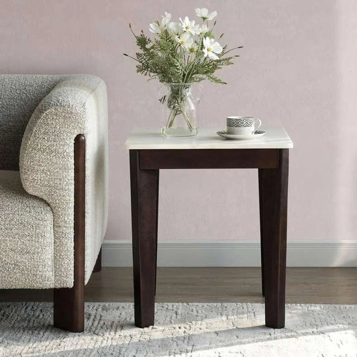 Ankara V1 End Table Marble - White & Brown