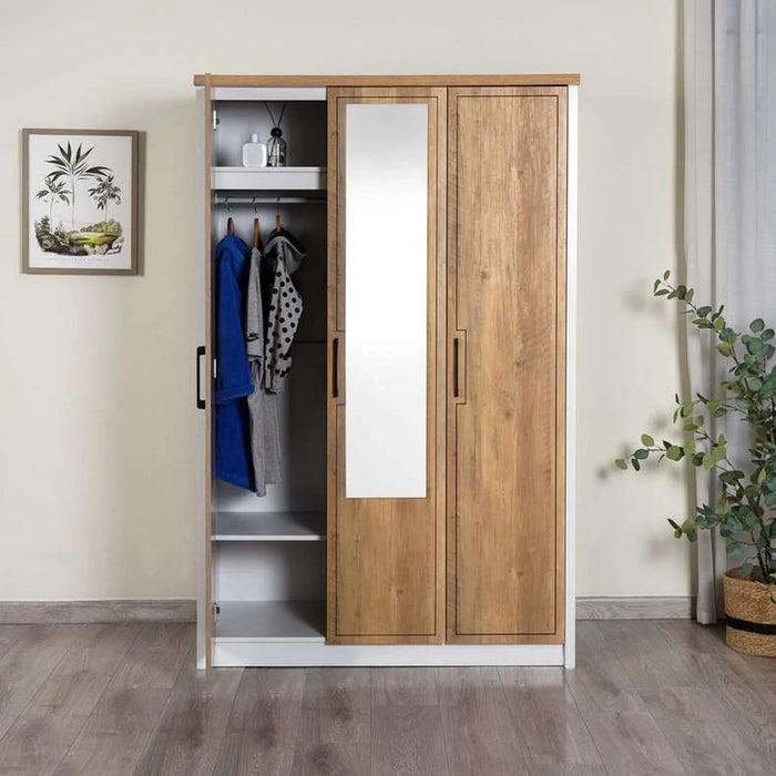Annas Kids 3 Door Wardrobe With Mirror  - White