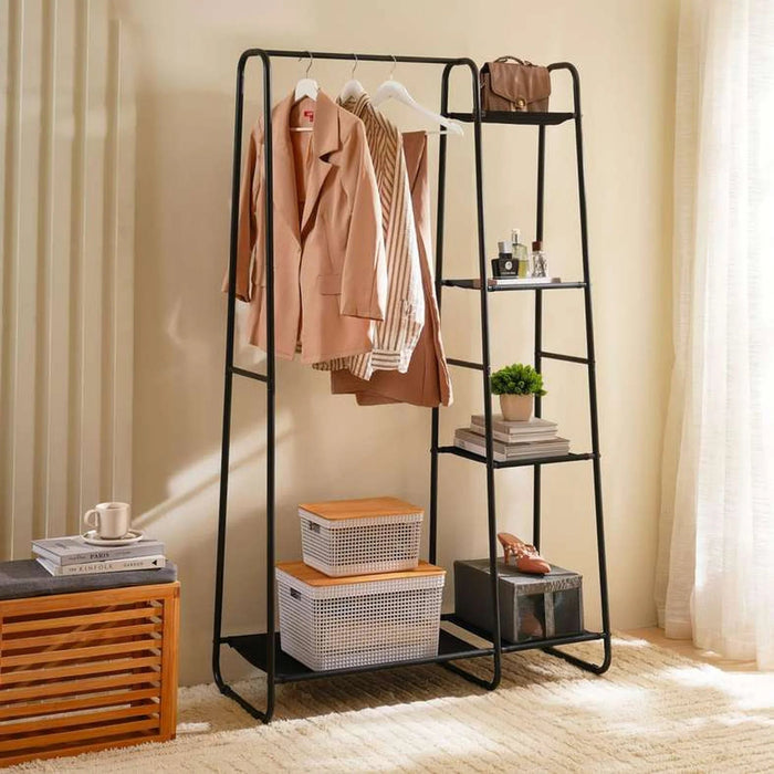 Anni Cloth Rack With 4-Shelves 100X43X168Cm - Black Pan Home