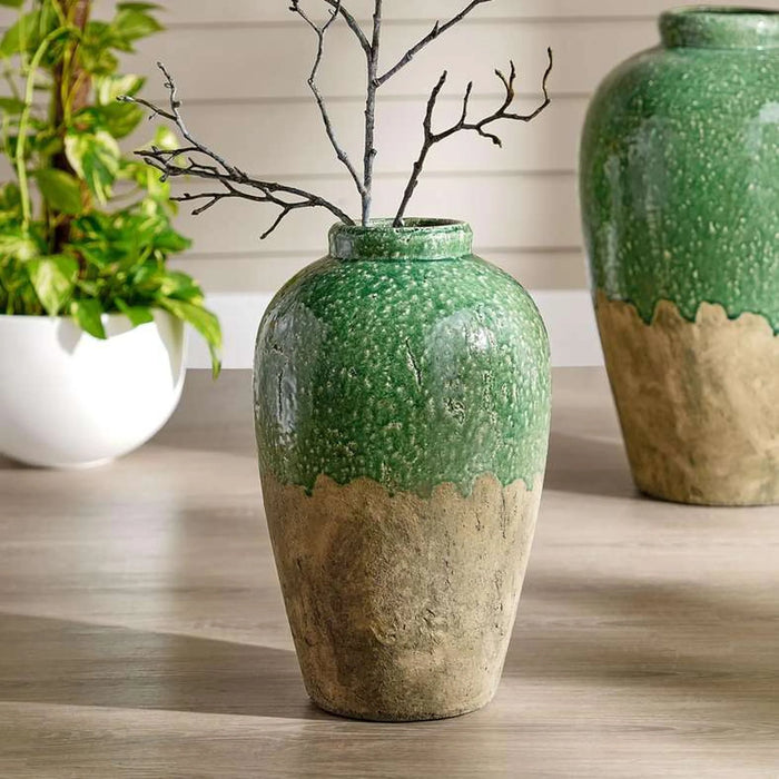 Anthizo Stoneware Vase 28X28X43Cm - Green