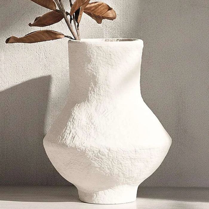 Anwen Paper Mache Hand Painted Decor Vase 32X32X40Cm - Off White