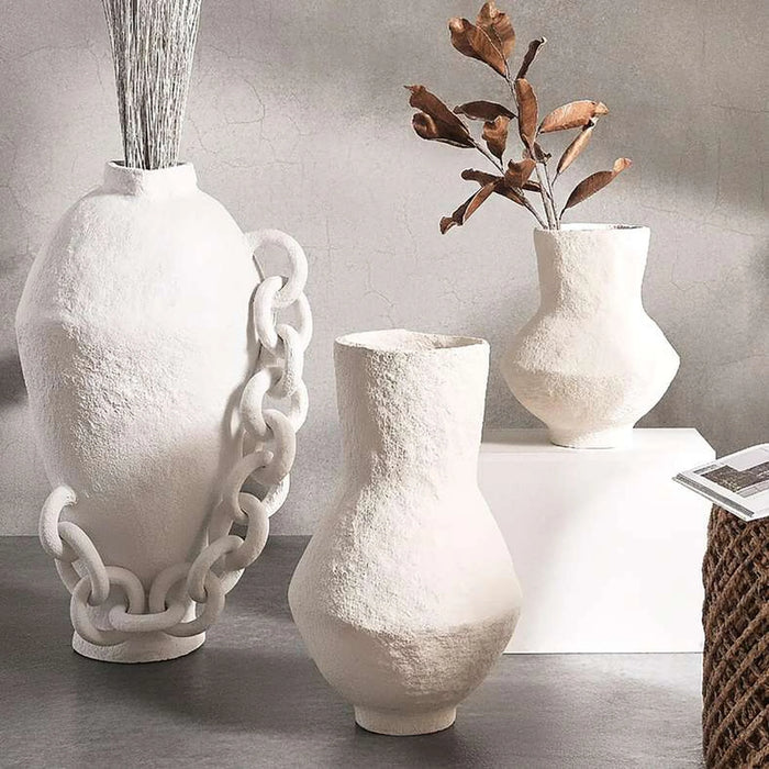 Anwen Paper Mache Hand Painted Decor Vase 32X32X40Cm - Off White