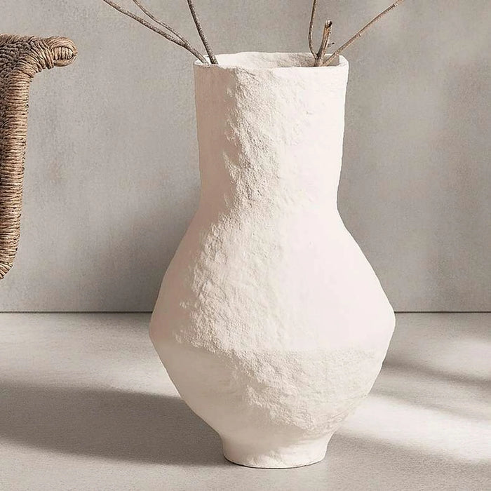 Anwen Paper Mache Hand Painted Decor Vase 42X42X60Cm - Off White